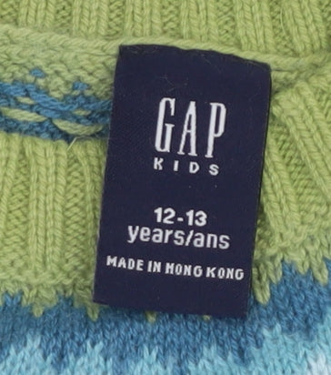 Gap Girls Green Geometric Pullover Jumper Size 12-13 Years
