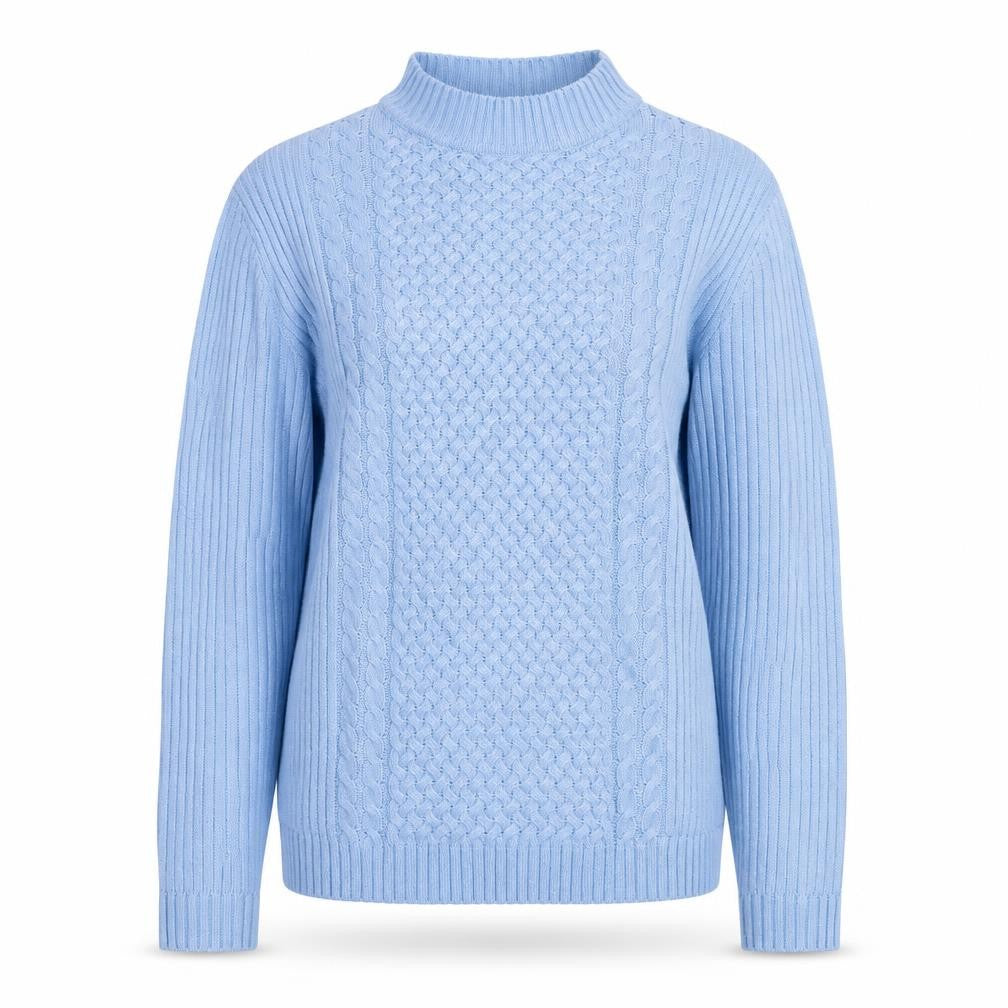 Isle Essentials Women's Blue Cable-Knit Jumper L