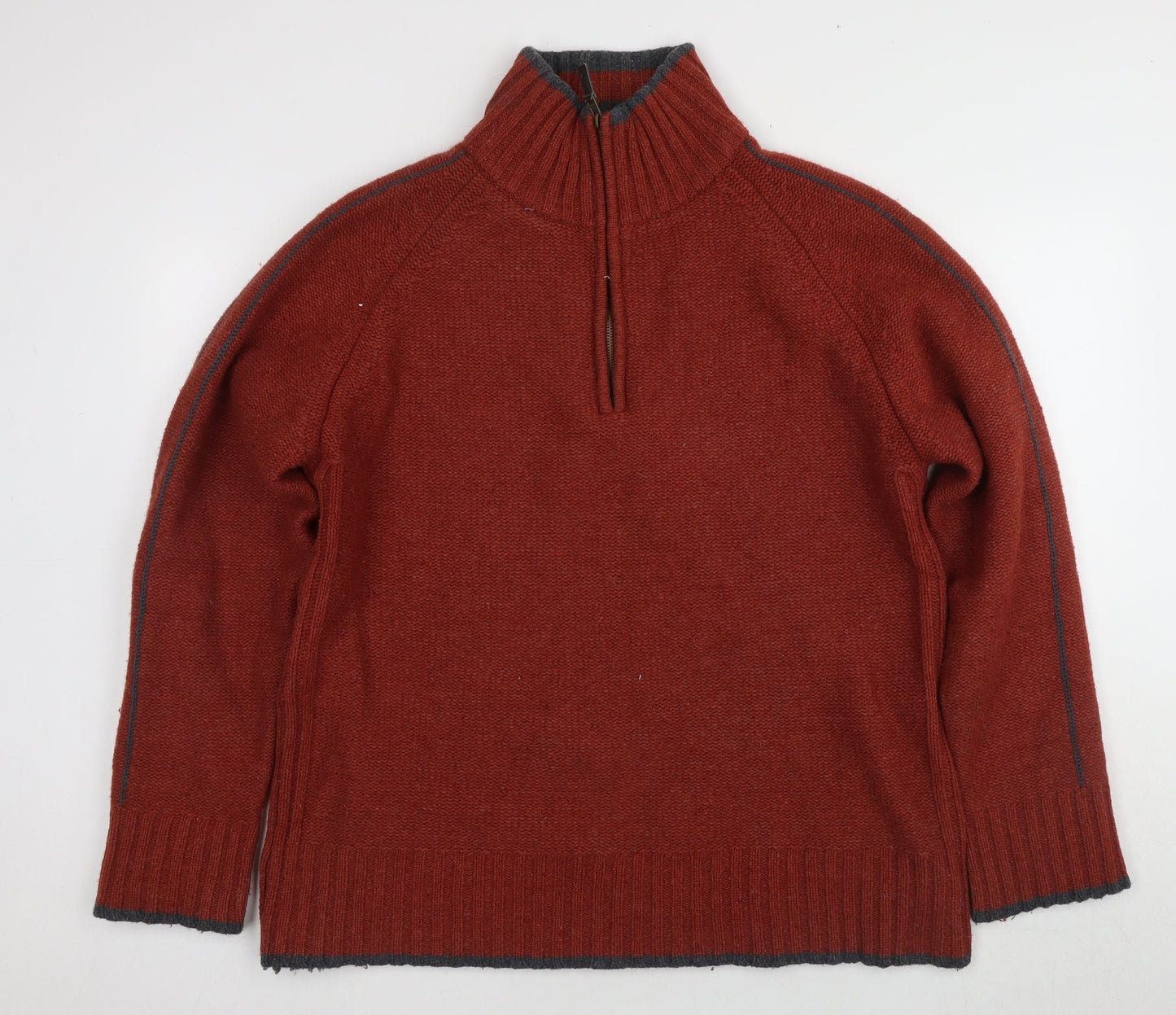 ALS Men's XL Red Full Zip Wool Jumper