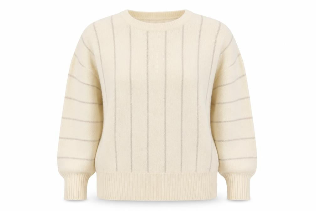 Mackintosh Women's Ivory Wool Stripe Jumper, Size M