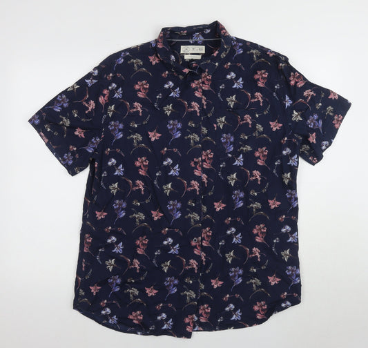 Lanes & Co. Men's Blue Floral Button-Up XL Shirt