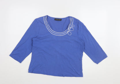 Additional front view of Alex & Co. Women's Blue 3/4 Sleeve Blouse, size 14