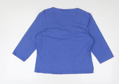 Back view of Alex & Co. Women's Blue 3/4 Sleeve Blouse, size 14