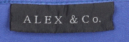 Close-up detail of Alex & Co. Women's Blue 3/4 Sleeve Blouse, size 14