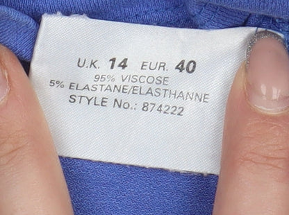 Brand and care label for Alex & Co. Women's Blue 3/4 Sleeve Blouse, size 14