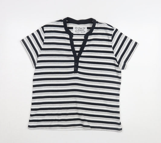 Bm Casuals Women's Black Striped T-Shirt Medium