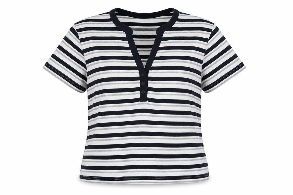 Bonmarché Women's Black Striped T-Shirt Medium