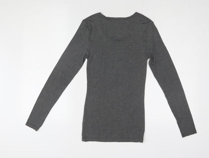 Back view of Marks & Spencer Black Long Sleeve Basic T-Shirt