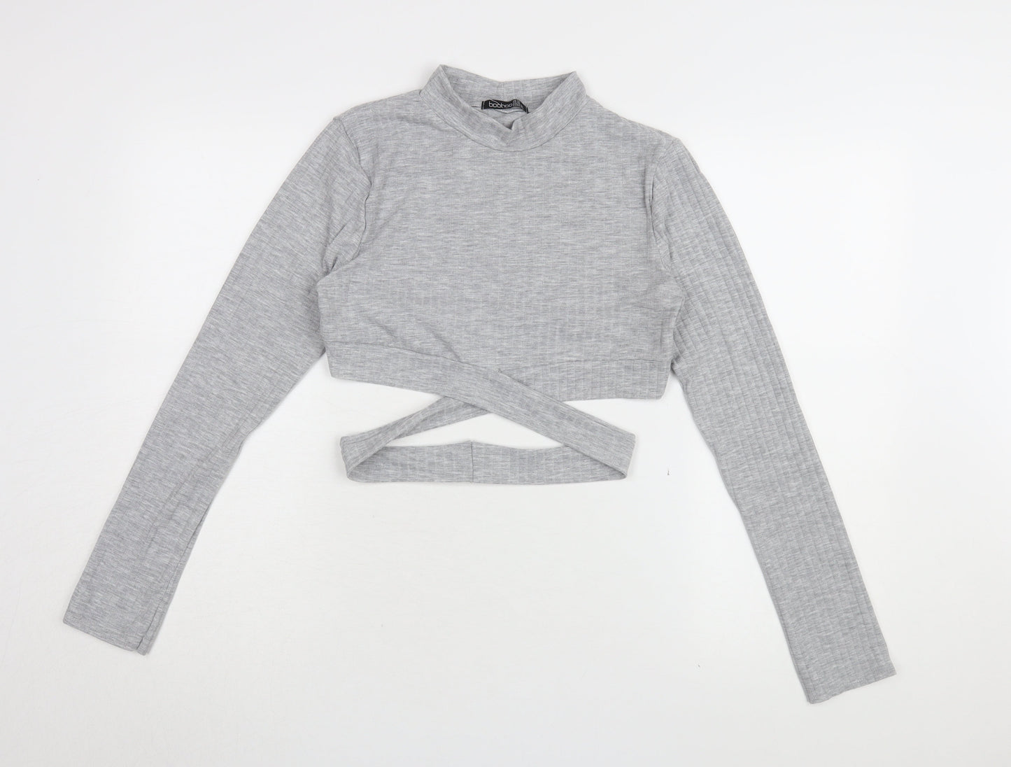 Boohoo Women's Grey Cropped T-Shirt Size 14 Slim Fit