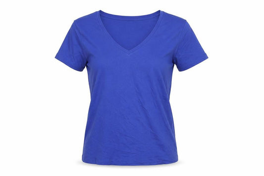 Marks and Spencer Women's Blue Cotton V-Neck T-Shirt Size 10