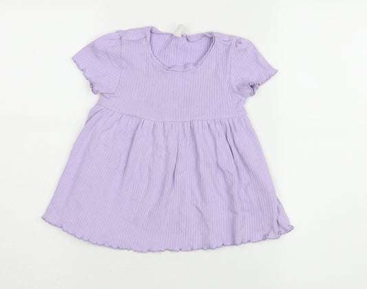 Next Girls Purple A-Line Dress, 5-6 Years, Cotton Blend