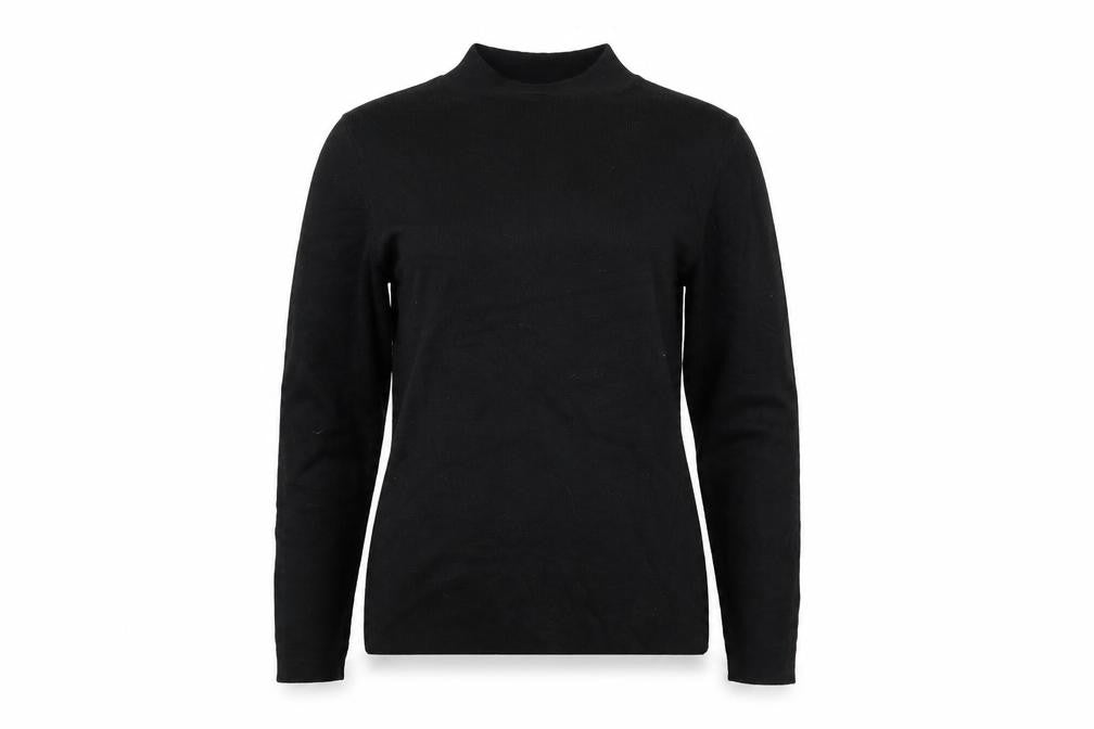 Oasis Women's Black Beaded Mock Neck Pullover, Size S