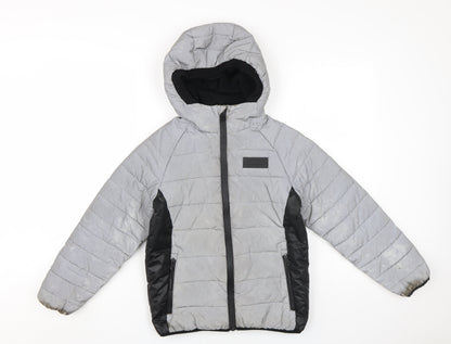 Additional front view of Sonneti boys’ grey puffer jacket, 8-10 years, hooded, lined