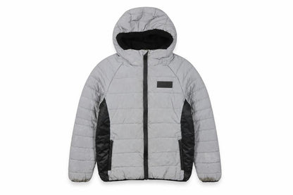 Front view of Sonneti boys’ grey puffer jacket, 8-10 years, hooded, lined