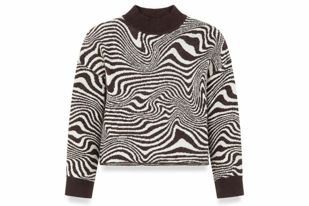 H&M Women's Brown Geometric Mock Neck Jumper L