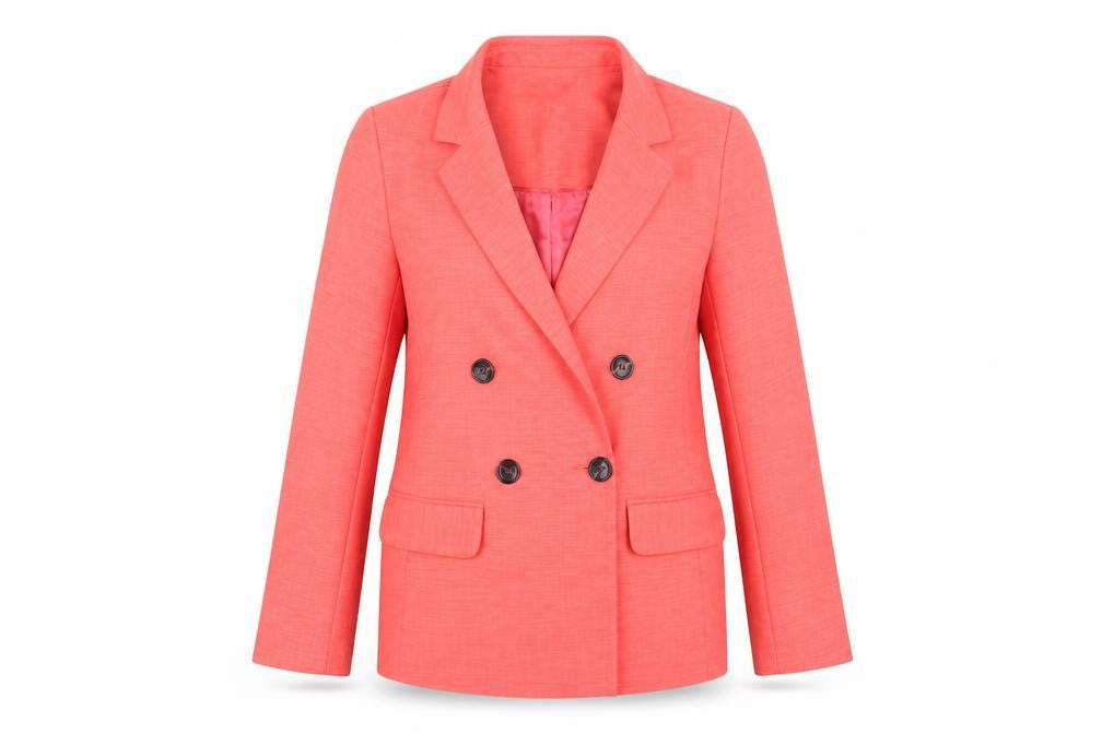 Topshop Women's Pink Double-Breasted Suit Jacket