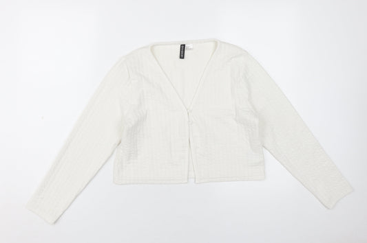 H&M Women's White V-Neck Top Long Sleeve Size 14