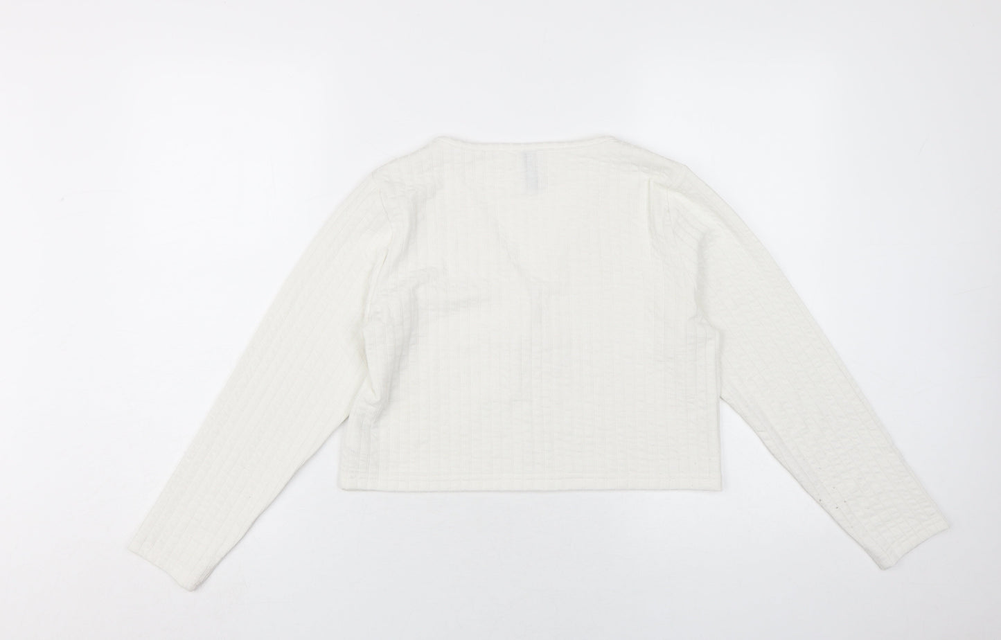 H&M Women's White V-Neck Top Long Sleeve Size 14