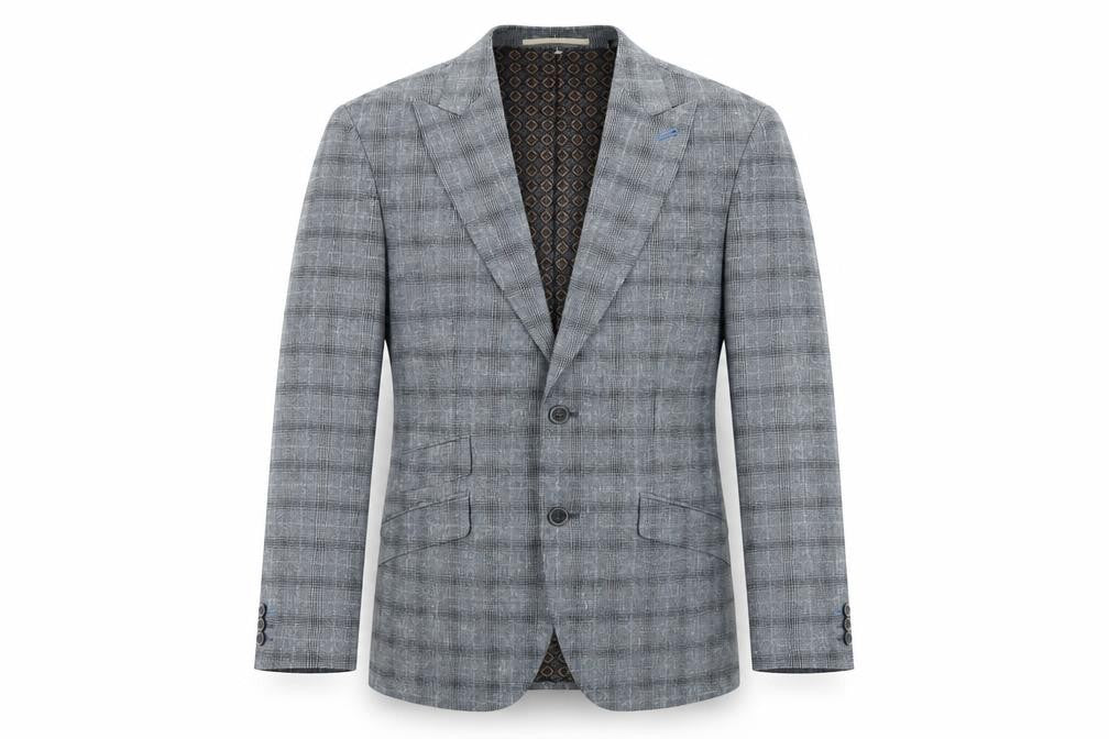 Burton Menswear Grey Check Blazer, Size 36R, Regular Fit