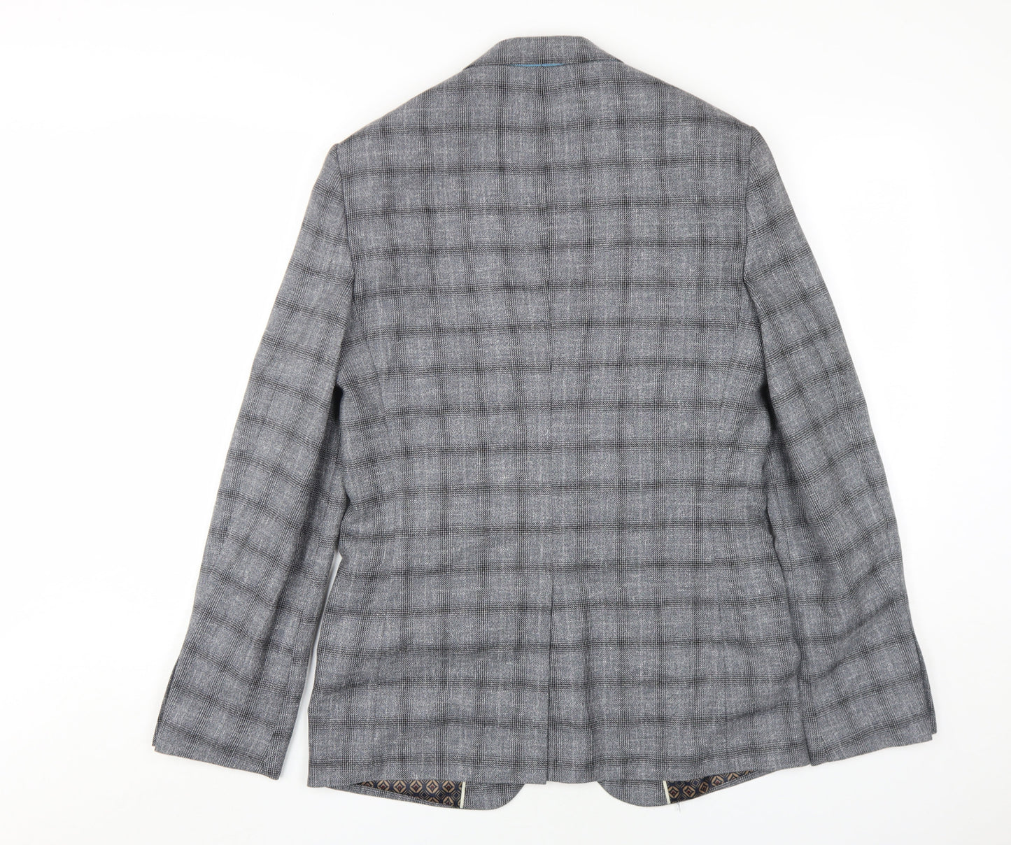 Burton Menswear Grey Check Blazer, Size 36R, Regular Fit