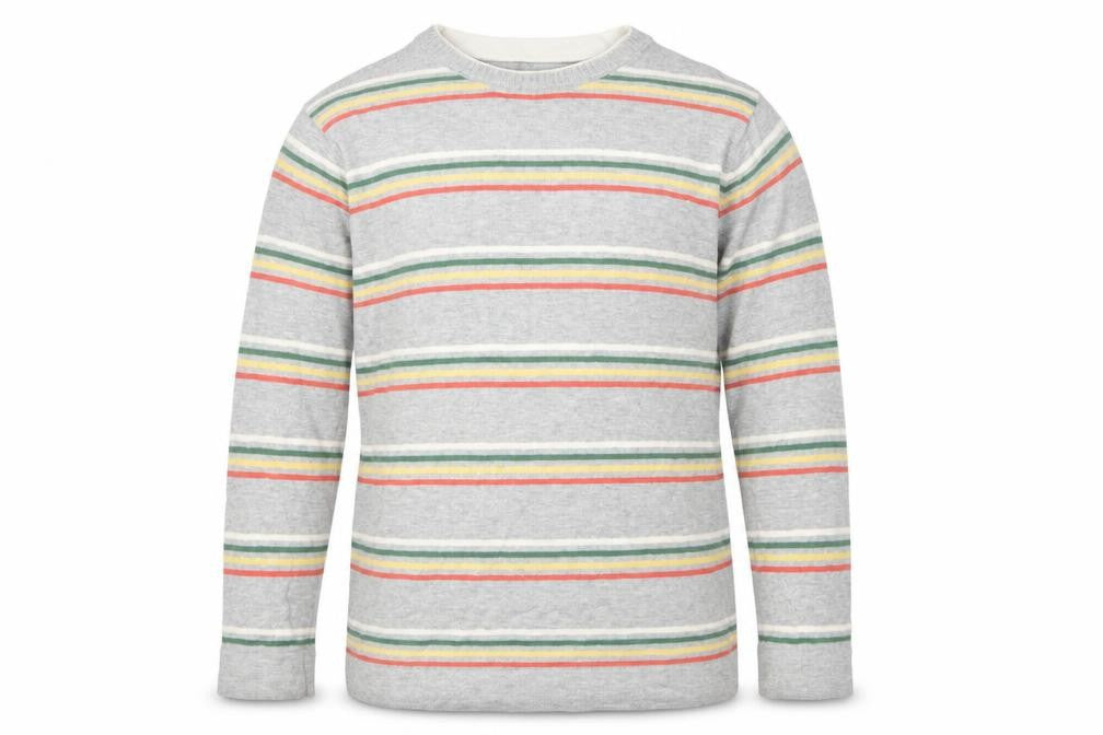 Marks & Spencer Boys Grey Striped Pullover Jumper 9-10Y