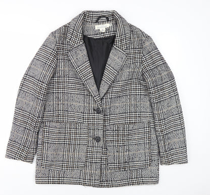 H&M Women's Black Grey Check Blazer Size S