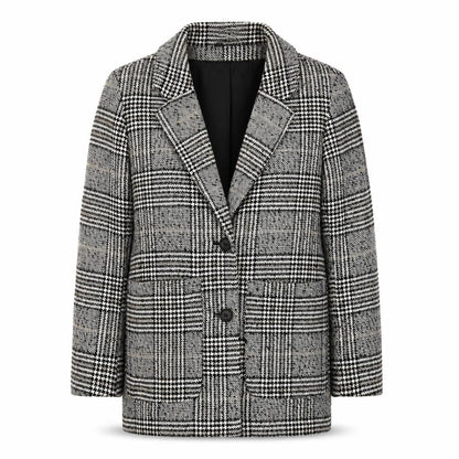 H&M Women's Black Grey Check Blazer Size S