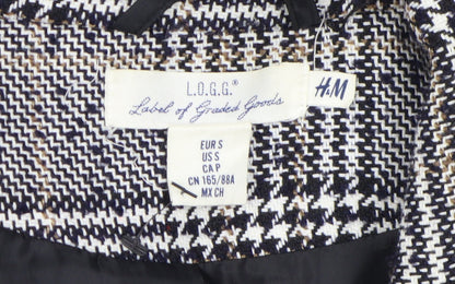 H&M Women's Black Grey Check Blazer Size S