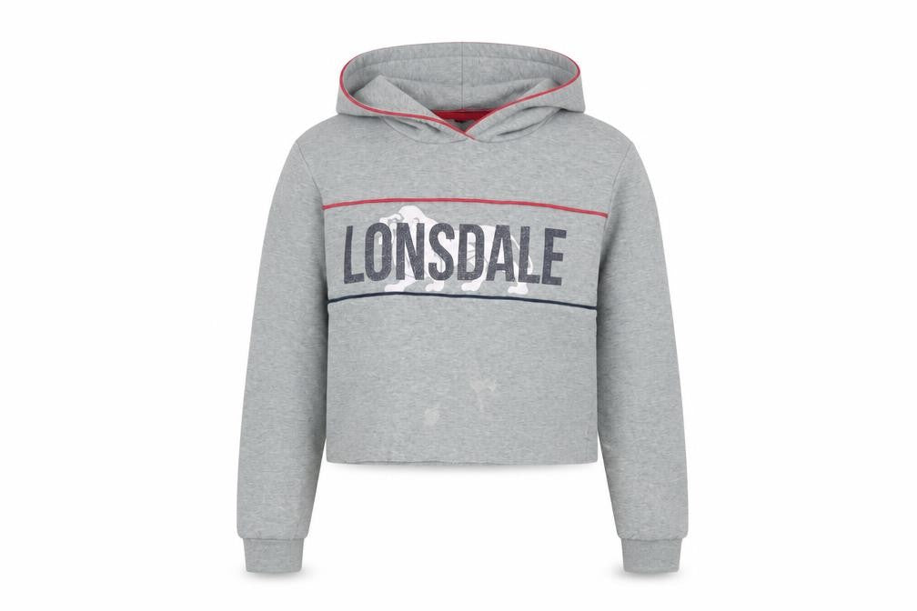 Lonsdale Girls Grey Pullover Hoodie Size 11-12 Logo Design