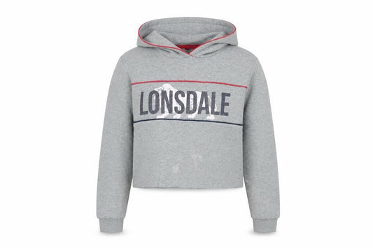 Lonsdale Girls Grey Pullover Hoodie Size 11-12 Logo Design