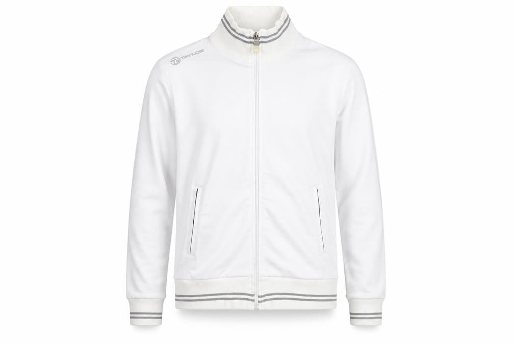 Taylor Full Zip Men's White Hoodie - Small, Mock Neck