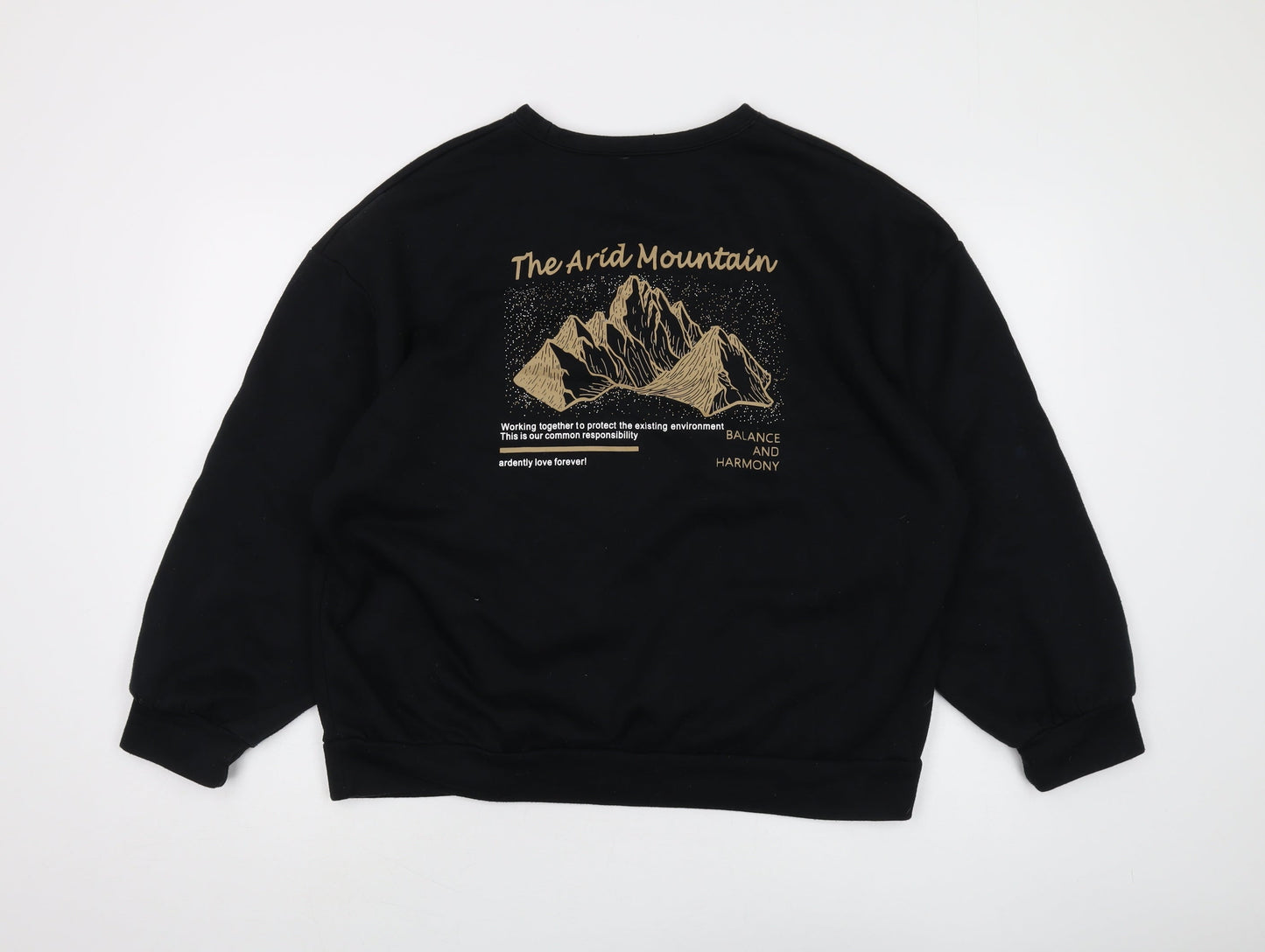 Dazy Unisex Black Graphic Print Pullover Sweatshirt M