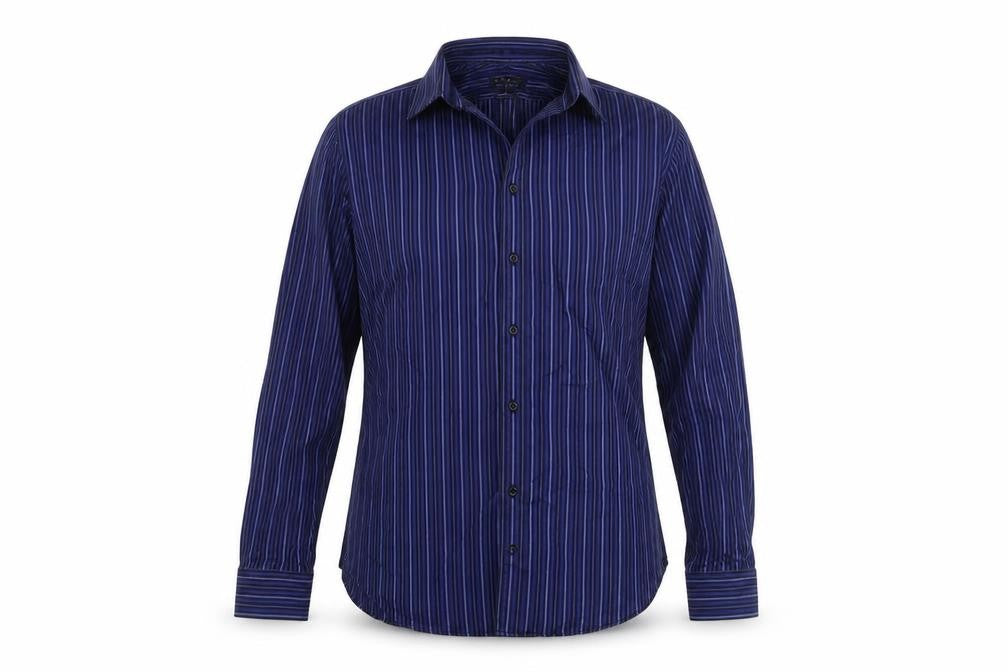Jeff Banks Men's Blue Striped Long Sleeve Shirt