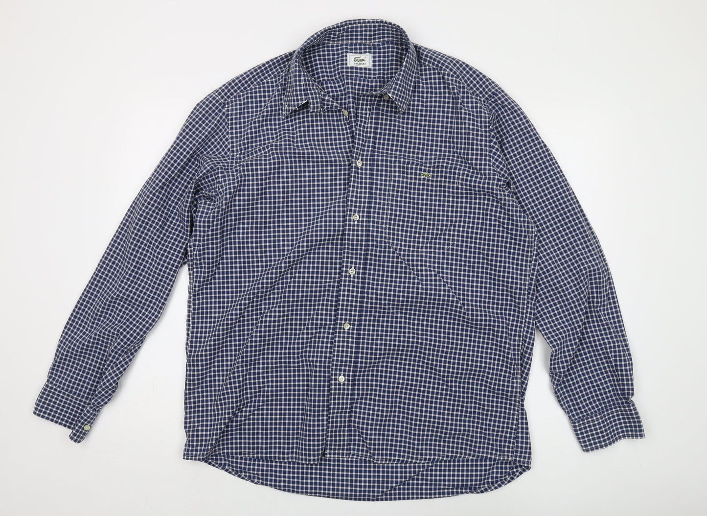 Lacoste Men's Blue Check Button-Up Shirt 14
