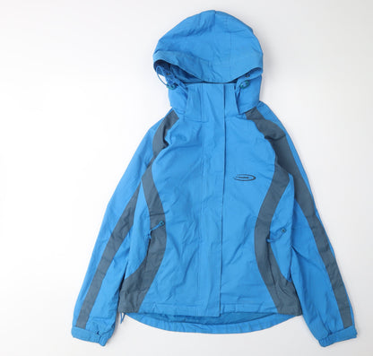 Mountain Life Women's Blue Rain Coat Size 8 Hooded Jacket