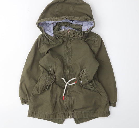 L.O.G.G. Girls' Green Parka Coat, 5-6 Years, Hooded Canvas