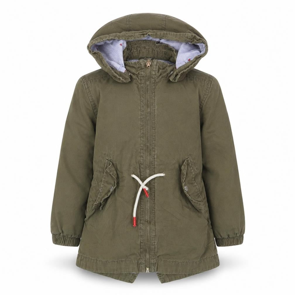 L.O.G.G. Girls' Green Parka Coat, 5-6 Years, Hooded Canvas