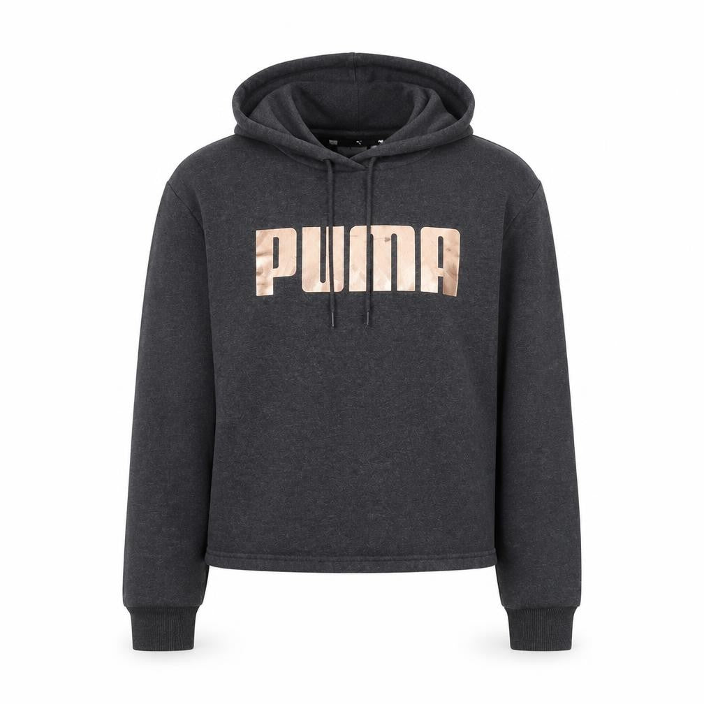 Puma Women's Grey Pullover Hoodie, XS, Logo Accents