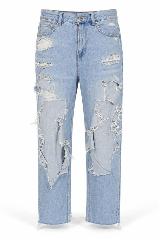 American Eagle Unisex Blue Distressed Jeans Size 10