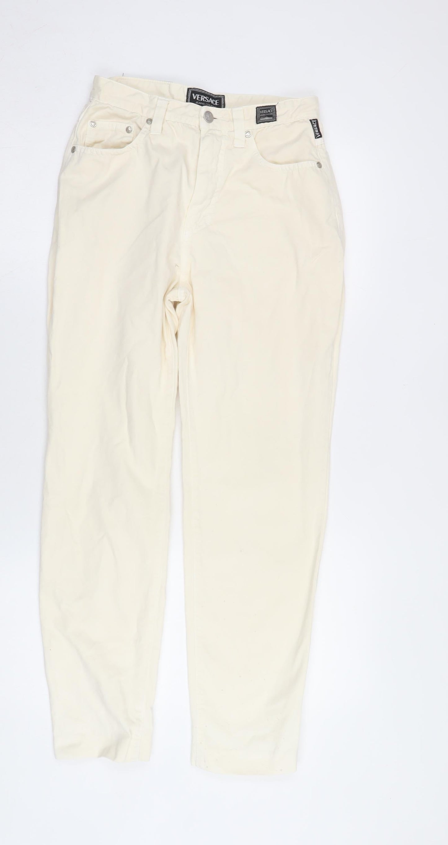Versace Women's Ivory Straight Jeans, Size 13