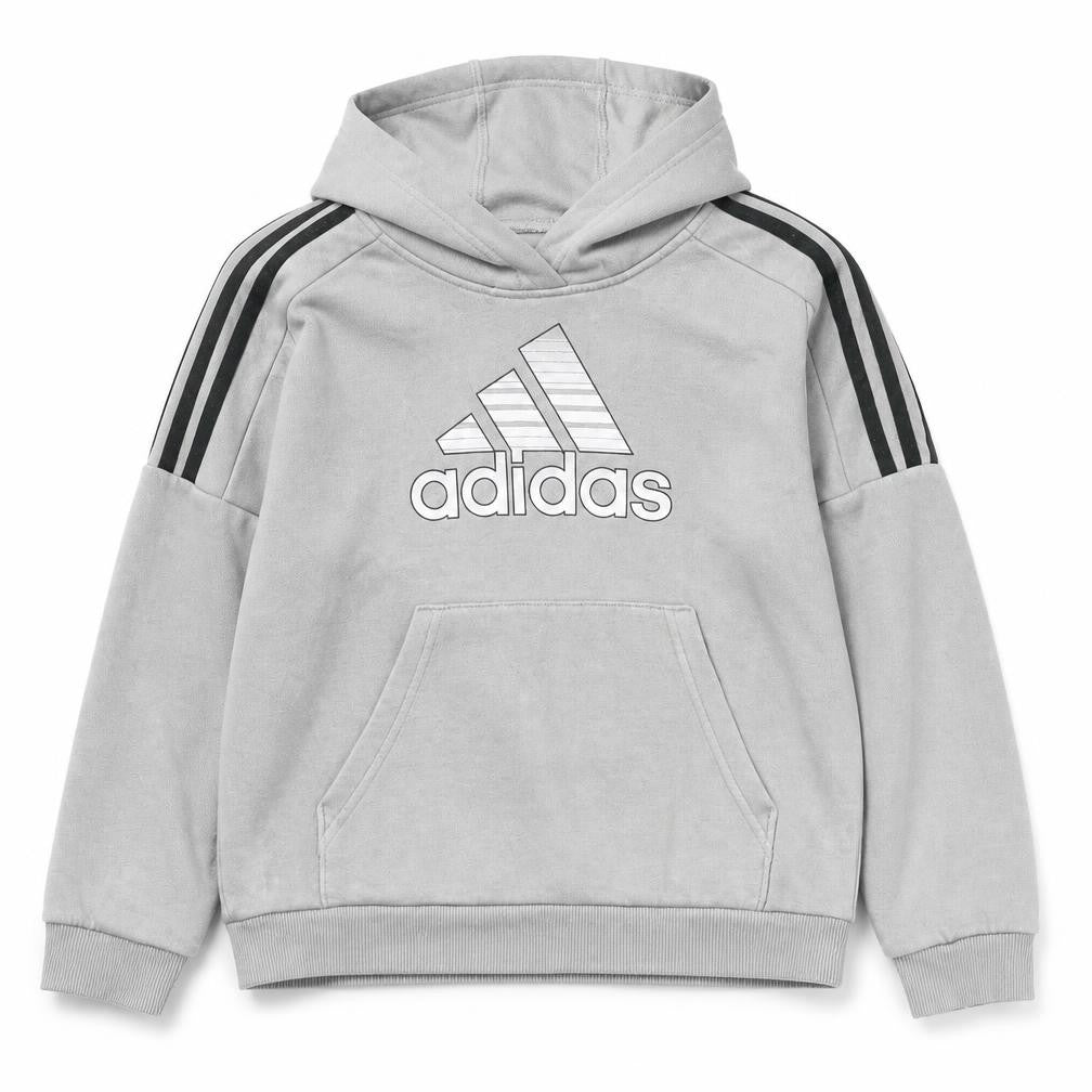 Adidas Boys Grey Pullover Hoodie - M, Casual Style