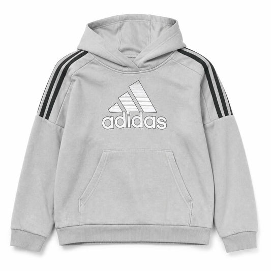 Adidas Boys Grey Pullover Hoodie - M, Casual Style
