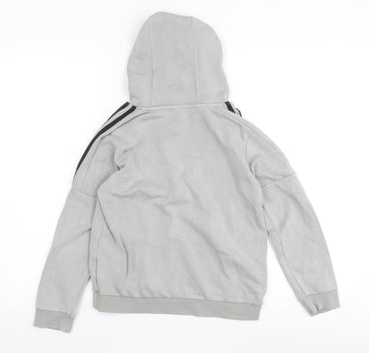 Back view of Adidas boys’ grey pullover hoodie - m, casual style
