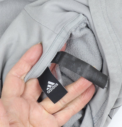 Close-up detail of Adidas boys’ grey pullover hoodie - m, casual style