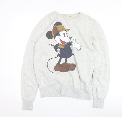Preloved Disney Grey Mickey Mouse Pullover Sweatshirt M Unisex - Front