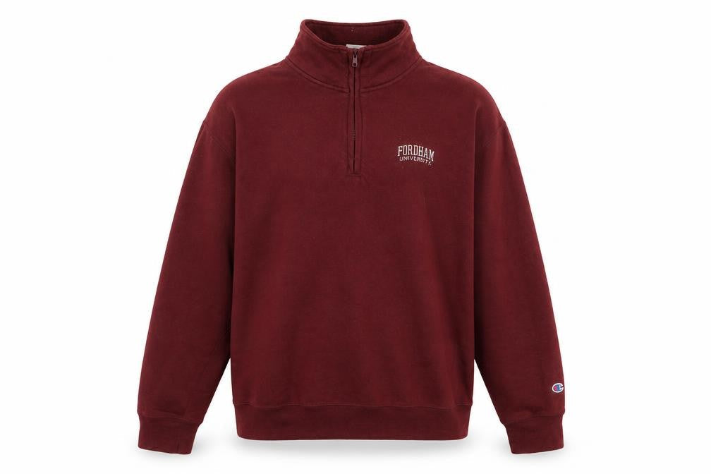 Champion Men's Red Quarter Zip Sweatshirt L