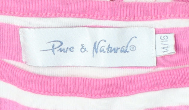 Pure & Natural Women's Pink Striped Cotton T-Shirt