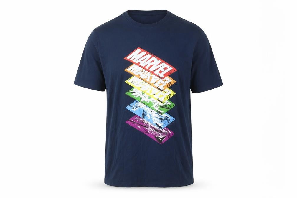 Marvel Men's Blue Graphic Print T-Shirt, Size L
