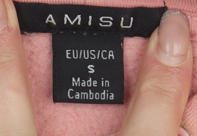 Amisu Women's Pink Pullover Hoodie, Size S, Casual