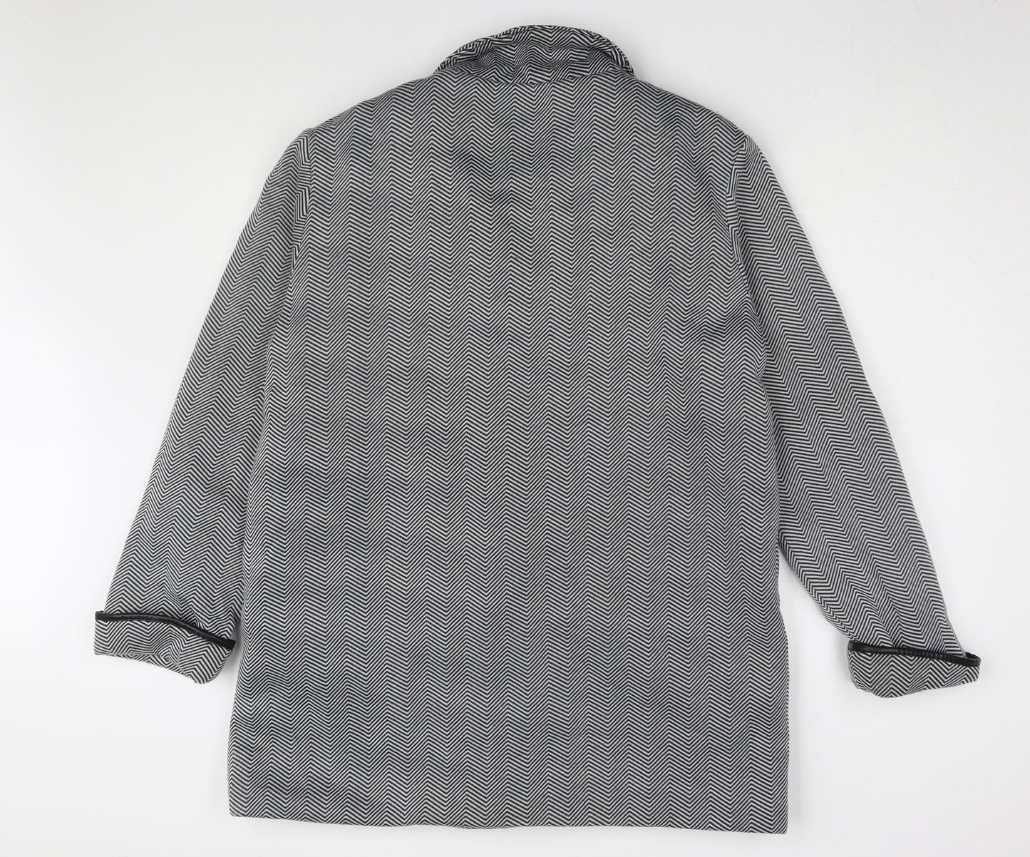 Anne de Lancay Women's Black Long Coat Size 18 Herringbone Button